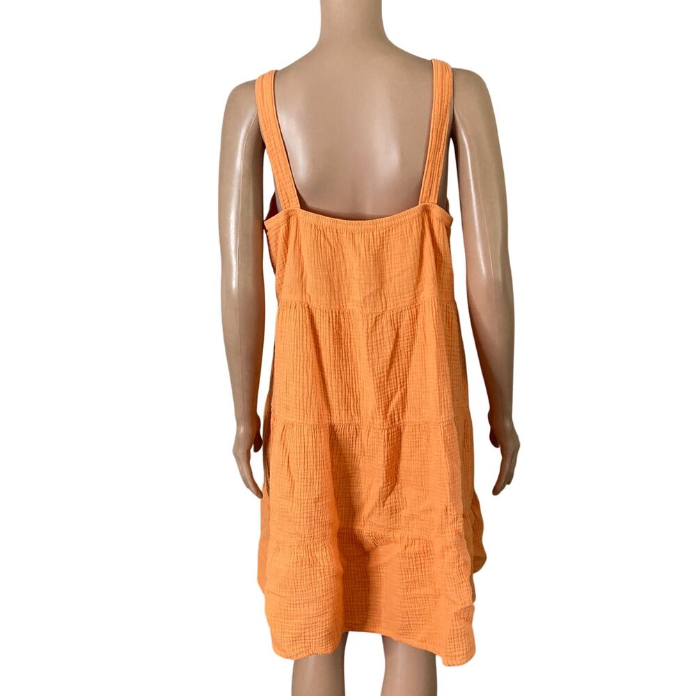 S’edge Orange Gauze Tiered Sundress Boho Sleeveless Midi Dress Size L - Picture 2 of 8
